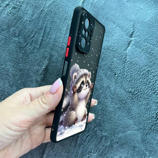 Чохол для Xiaomi Redmi Note 10 Pro з захистом камери новорічний зимовий єнотик