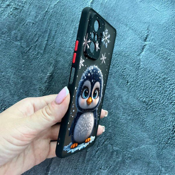 Чохол для Xiaomi Redmi Note 10 Pro з захистом камери новорічний милий пінгвін
