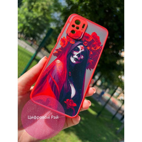 Чохол для Xiaomi Redmi Note 10 4G / Note 10s / Xiaomi Poco M5s Санта-Муерте класична червоний бортик 