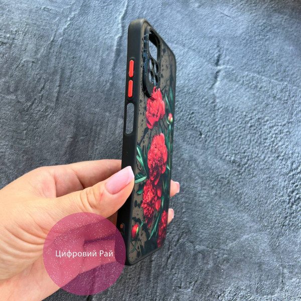 Чехол для Xiaomi Redmi Note 11 / Note 11s красные пионы с каплями