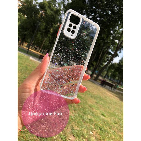 Чохол для Xiaomi Redmi Note 11 / Note 11s силікон білий з блискітками