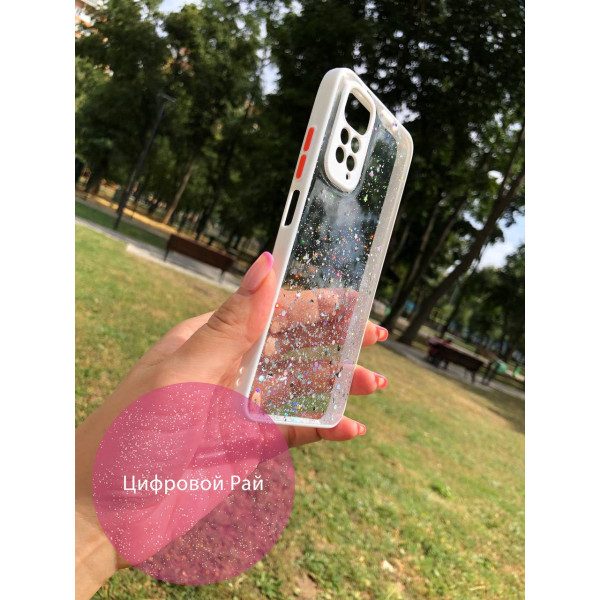 Чохол для Xiaomi Redmi Note 11 / Note 11s силікон білий з блискітками
