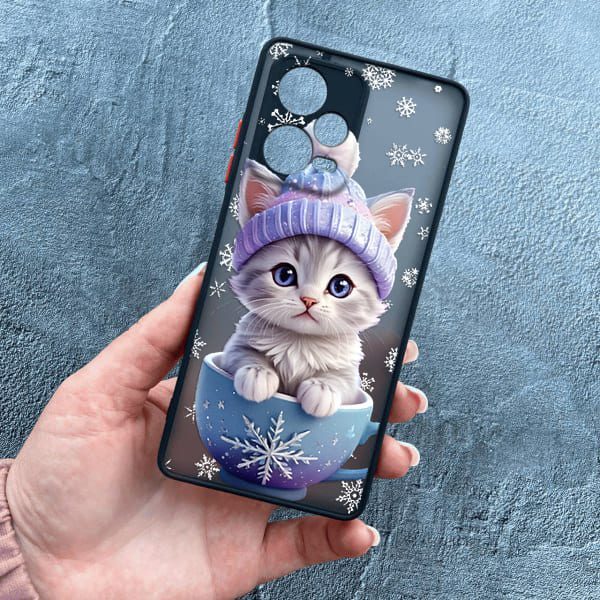 Чохол для Xiaomi Redmi Note 12 Pro Plus 5G з захистом камери новорічне кошеня в чашці