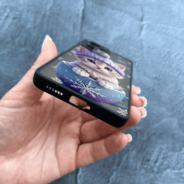 Чехол для Xiaomi Redmi Note 12 Pro Plus 5G с защитой камеры новогодний котенок в чашке