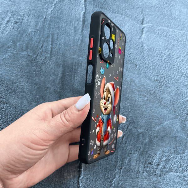 Чохол для Xiaomi Redmi Note 12 Pro Plus 5G з захистом камери новорічне мишеня в костюмі санти