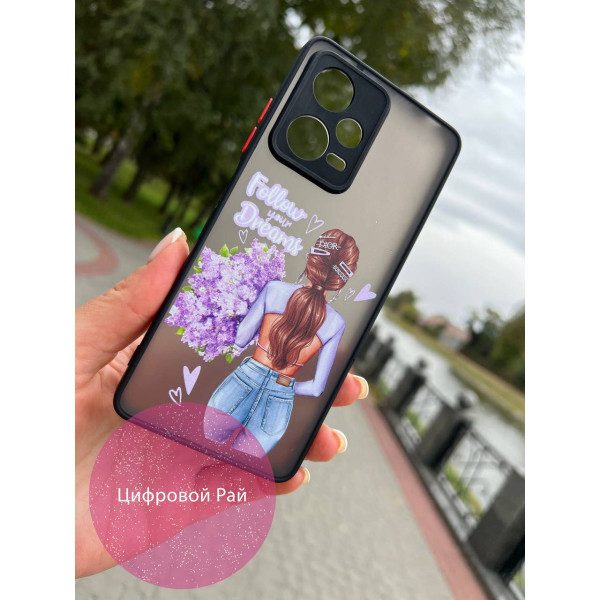 Чохол для Xiaomi Redmi Note 12 Pro 5G дівчинка з бузковим букетом