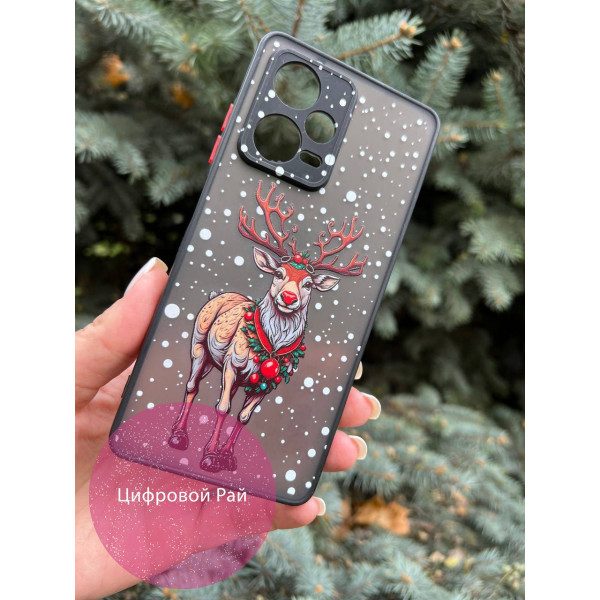 Чехол для Xiaomi Redmi Note 12 Pro Plus новогодний Рудольф