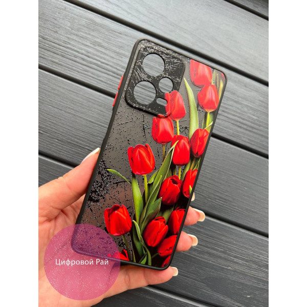 Чохол для Xiaomi Redmi Note 12 Pro 5G червоні тюльпани