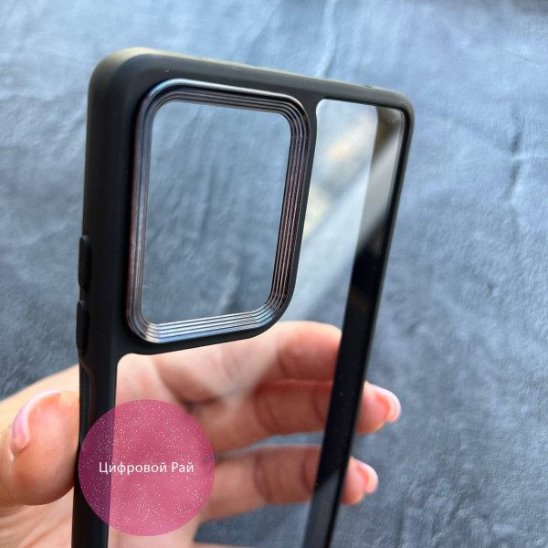Чехол для Xiaomi Redmi Note 12 Pro Plus с черным бортиком и металлической обводкой по камере
