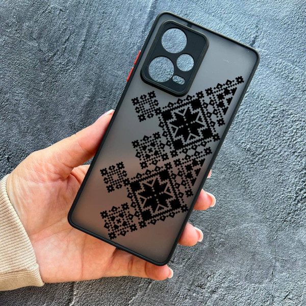 Чехол для Xiaomi Redmi Note 12 Pro Plus вышиванка черная украинская