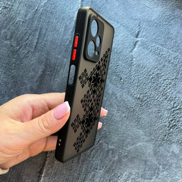 Чехол для Xiaomi Redmi Note 12 Pro Plus вышиванка черная украинская