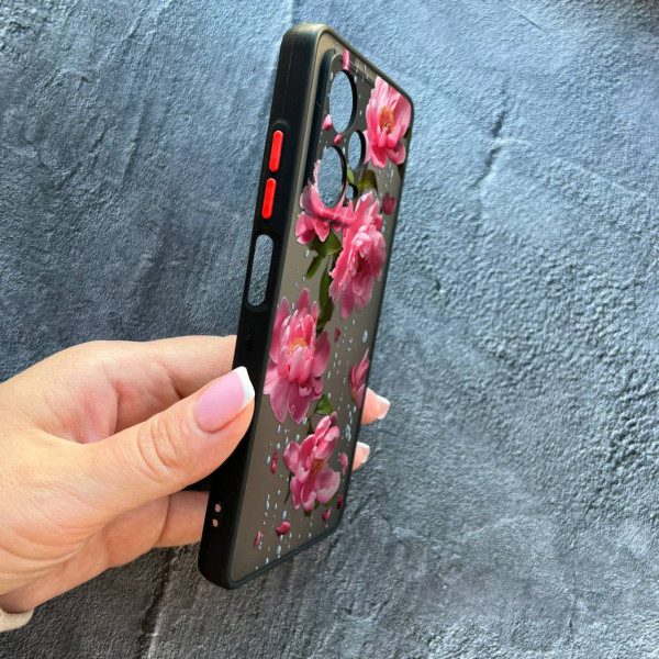 Чехол для Xiaomi Redmi Note 12 Pro Plus пионы с дождем