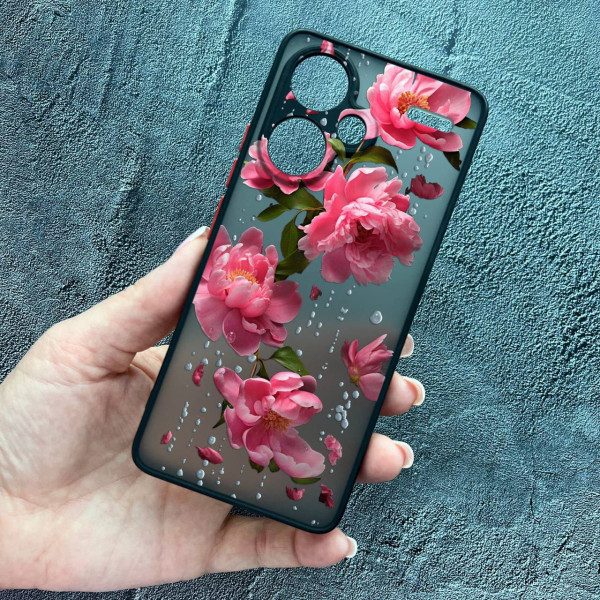 Чехол для Xiaomi Redmi Note 13 Pro Plus пионы с дождем