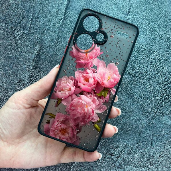 Чехол для Xiaomi Redmi Note 13 Pro Plus пионы с каплями