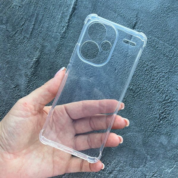 Чехол для Xiaomi Redmi Note 13 Pro Plus противоударный прозрачный силиконовый чехол