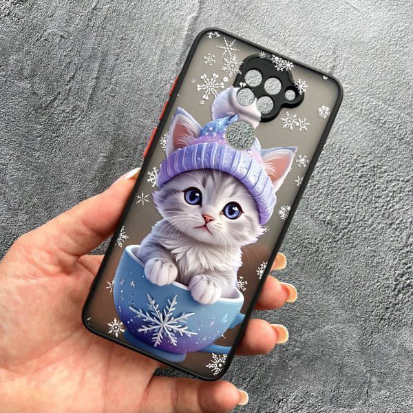 Чохол для Xiaomi Redmi Note 9 / Redmi 10X з захистом камери новорічне кошеня в чашці