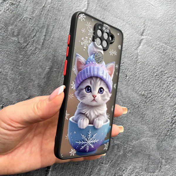 Чохол для Xiaomi Redmi Note 9 / Redmi 10X з захистом камери новорічне кошеня в чашці