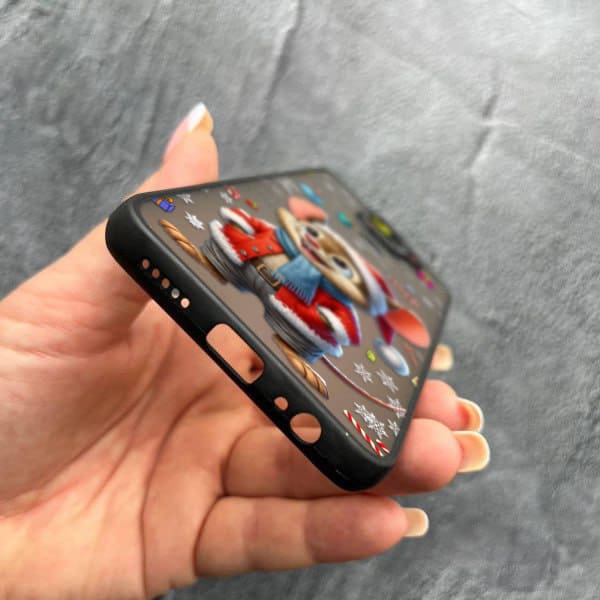 Чехол для Xiaomi Redmi Note 9 / Redmi 10X с защитой камеры новогодний мышонок в костюме санты