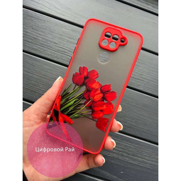 Чохол для Xiaomi Redmi Note 9 / Redmi 10X тюльпани червоні букет