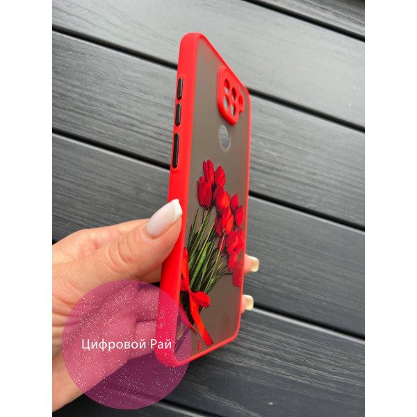 Чохол для Xiaomi Redmi Note 9 / Redmi 10X тюльпани червоні букет