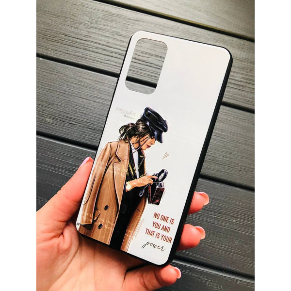 Чохол для Xiaomi Poco M3 дівчинка в чорній кепці з сумочкою