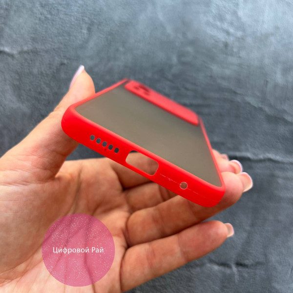 Чехол для Xiaomi Poco M4 Pro 4G матовый пластик без дизайна красный бортик