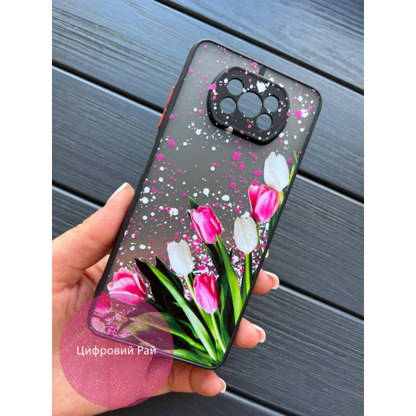 Чохол для Xiaomi Poco X3 NFC / Poco X3 Pro рожеві та білі тюльпани