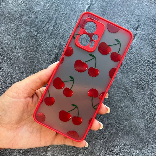 Чехол для Xiaomi Poco X4 GT вишни красный бортик