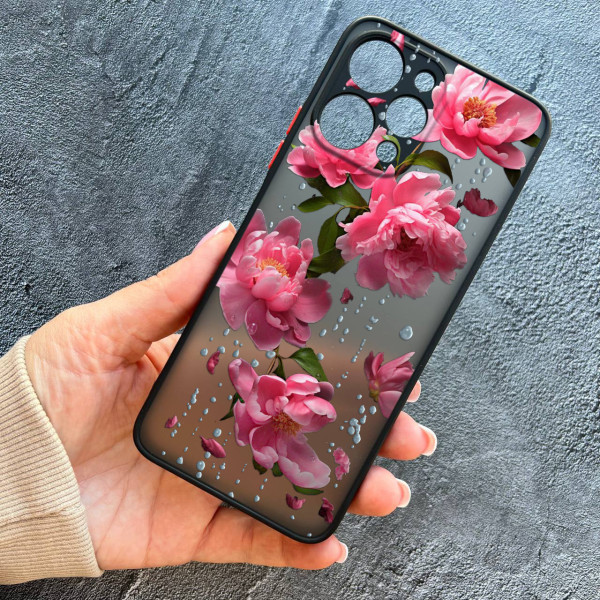 Чохол для Xiaomi Redmi 12 півонії з дощем
