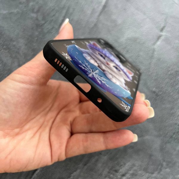 Чехол для Xiaomi Redmi 12C с защитой камеры новогодний котенок в чашке