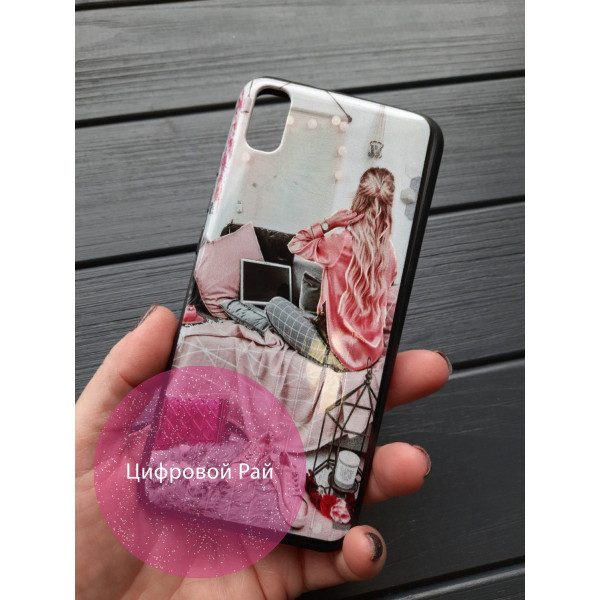 Чехол для Xiaomi Redmi 7A силиконовый чехол с принтом девушка с ноутбуком