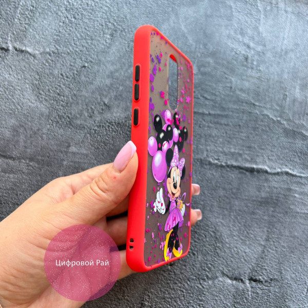 Чехол для Xiaomi Redmi 8 Минни с шариками с красным бортиком