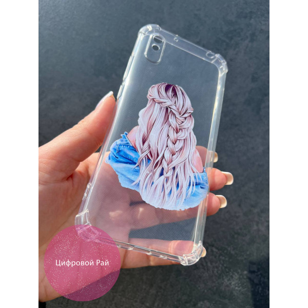 Чохол для Xiaomi Redmi 9A дівчинка протиударний прозорий силіконовий чохол