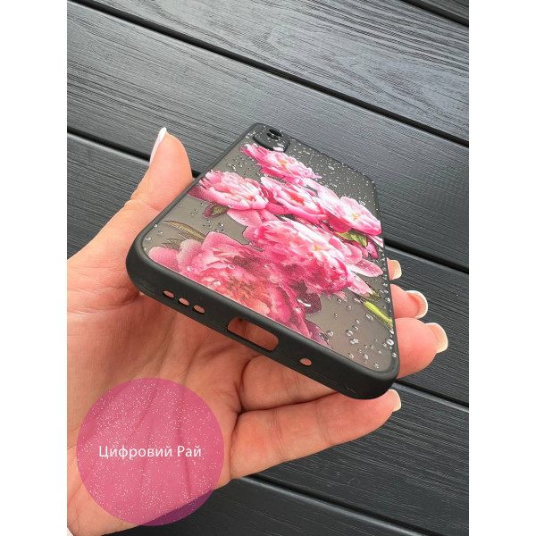 Чехол для Xiaomi Redmi 9A пионы с каплями
