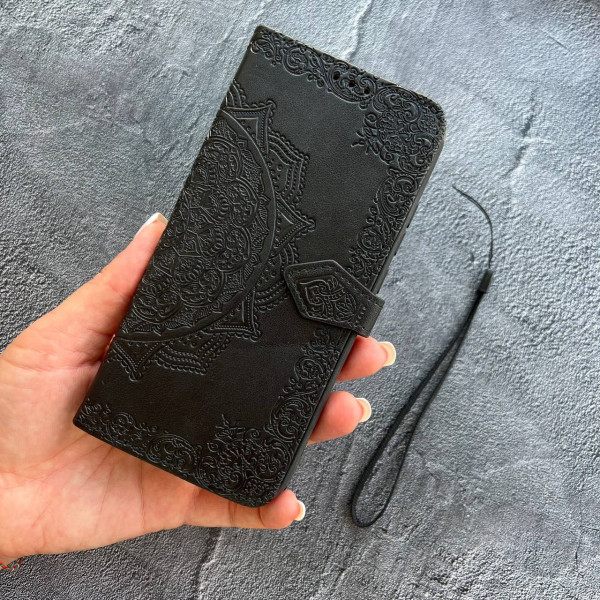 Чохол-книга для Xiaomi Redmi 9A мехенді чорний