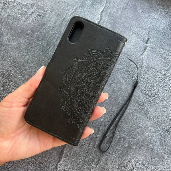 Чохол-книга для Xiaomi Redmi 9A мехенді чорний