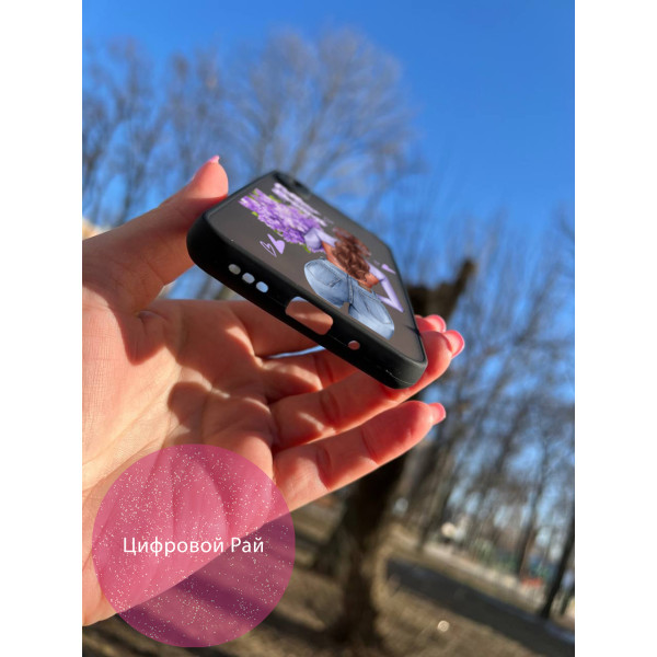 Чохол для Xiaomi Redmi 9A дівчинка з бузковим букетом