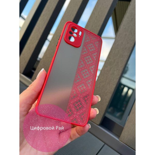 Чехол для Xiaomi Redmi Note 10 4G / Note 10s / Xiaomi Poco M5s вышиванка красная красный бортик