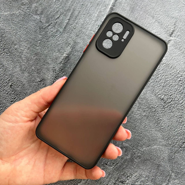 Чохол для Xiaomi Redmi Note 10 4G / Note 10s / Xiaomi Poco M5s з захистом камери матовий пластик без дизайну з чорним бортиком