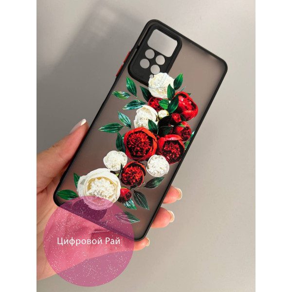 Чохол для Xiaomi Redmi Note 11 Pro / Redmi Note 12 Pro 4G півонії червоні та білі