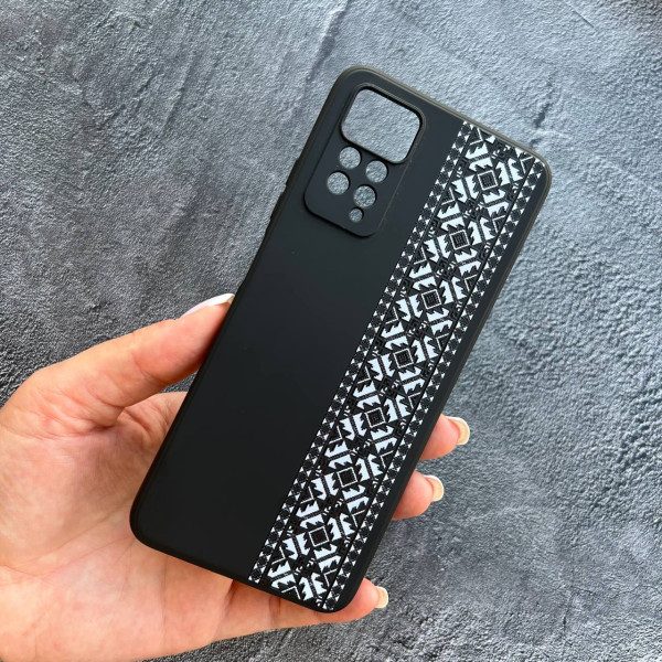 Чохол для Xiaomi Redmi Note 11 Pro / Redmi Note 12 Pro 4G софт-тач чохол чорний з вишиванкою Херсонщина