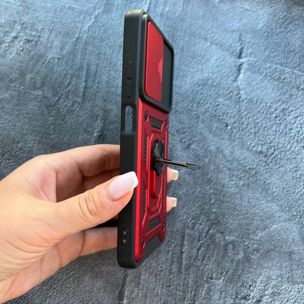 Чехол для Xiaomi Redmi Note 11 Pro / Redmi Note 12 Pro 4G противоударный со шторкой на камеру и кольцом-держателем