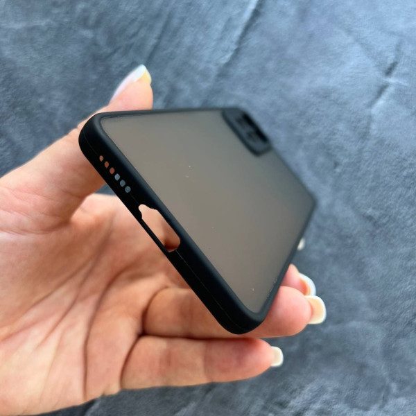 Чехол для Xiaomi Redmi Note 11 / Note 11s с защитой камеры матовый пластик без дизайна с черным бортиком