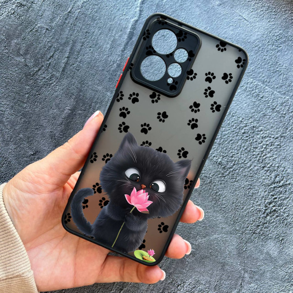 Чохол для Xiaomi Redmi Note 12 4G котик з квіткою