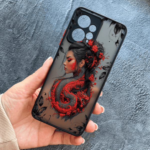 Чохол для Xiaomi Redmi Note 12 4G з захистом камери дівчина з драконом