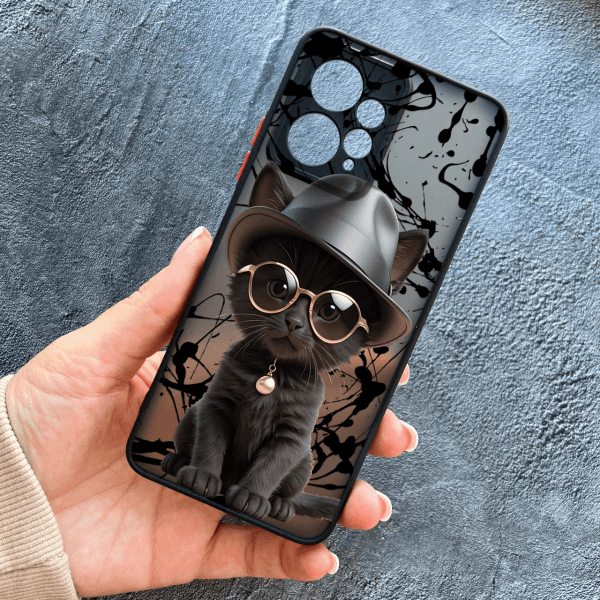 Чохол для Xiaomi Redmi Note 12 4G з захистом камери з котиком в капелюсі