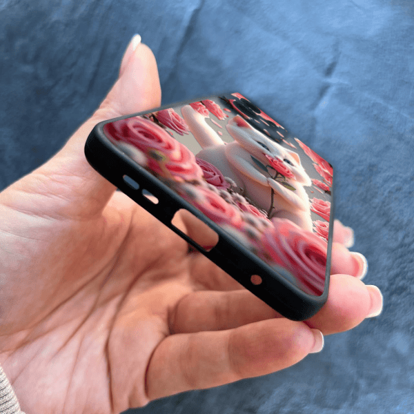 Чехол для Xiaomi Redmi Note 12 4G с защитой камеры с котом в цветах розах