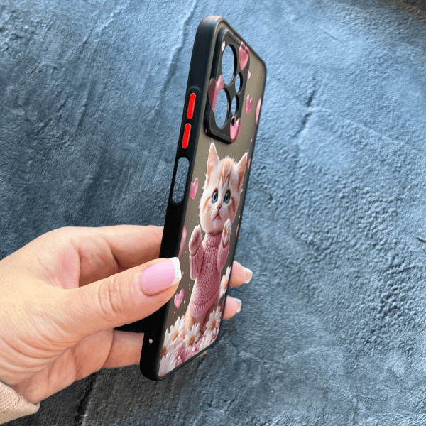 Чохол для Xiaomi Redmi Note 12 4G з захистом камери з котиком в квітах ромашки