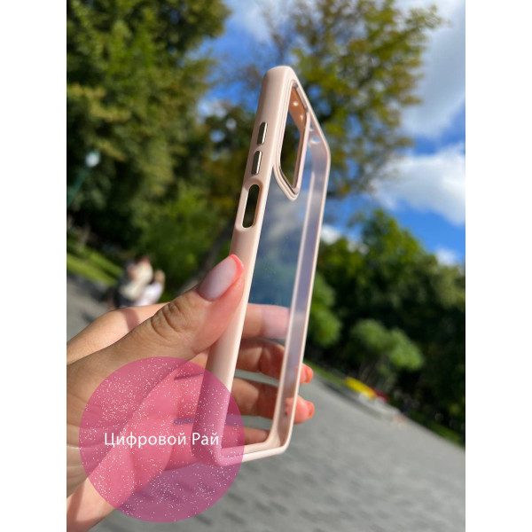 Чехол для Xiaomi Redmi Note 11 Pro / Redmi Note 12 Pro 4G чехол с персиковым бортиком и золотой обводкой