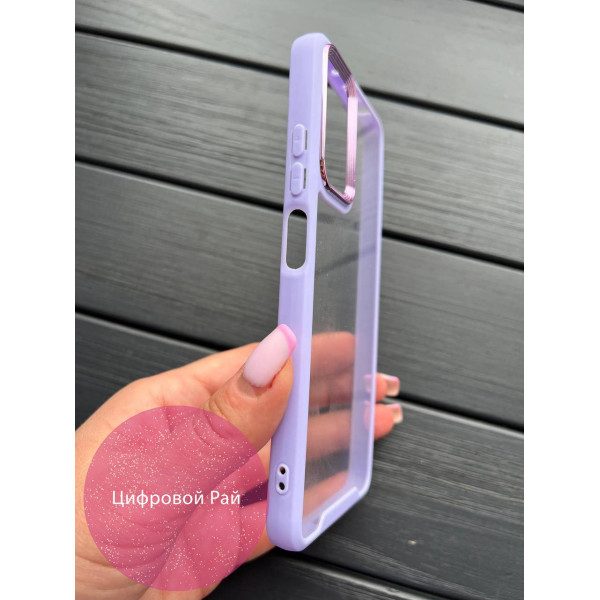 Чохол з лавандовим бортиком та металевою обводкою по камері/Xiaomi Redmi Note 12 Pro 4G